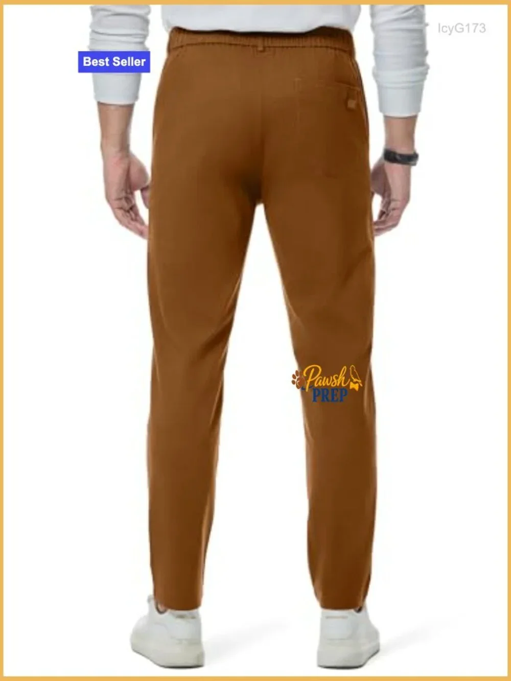 Chino Pants Elastic Waist Tapered Golf Trousers Slim Fit Twill Stretch Cotton